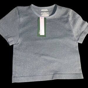 Wild Fable Women’s XXS Shimmer Dark Blue Cropped Shirt